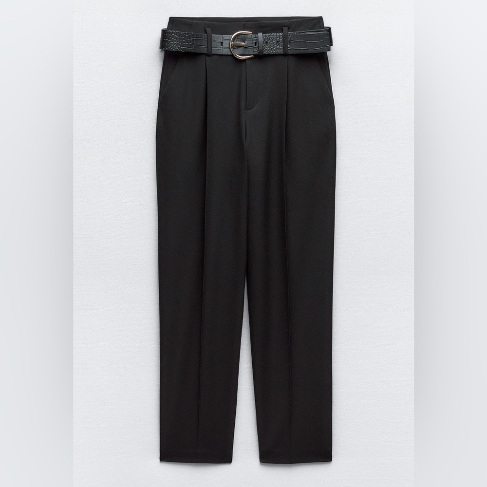 Elegant Tapered Black Pants (Belt Not Included)